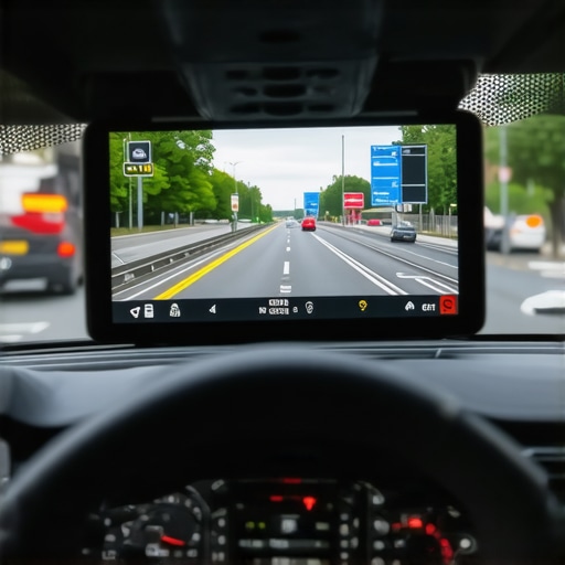 Advanced GPS Traffic Monitoring Modern GPS device showing real-time traffic information in a vehicle