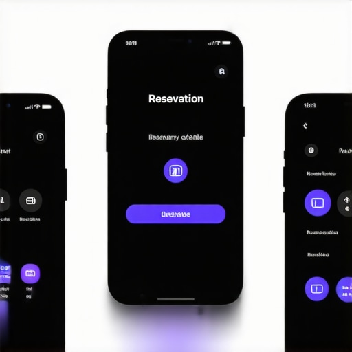 Screenshot of a mobile app showing reservation confirmation, security badges, and real-time clock