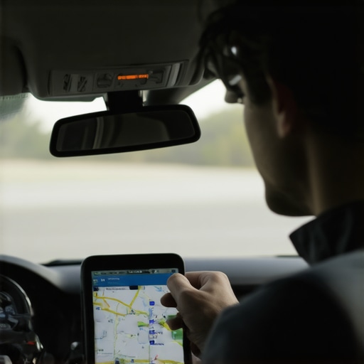 Professional driver using GPS navigation to ensure timely arrival.