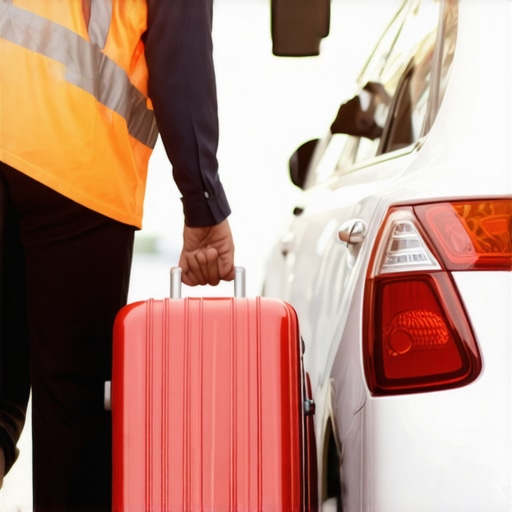 Driver helping passenger with luggage, highlighting trust and professionalism