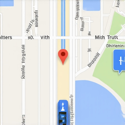 A digital GPS map displaying a driver approaching, highlighting advanced tracking technology in transportation.