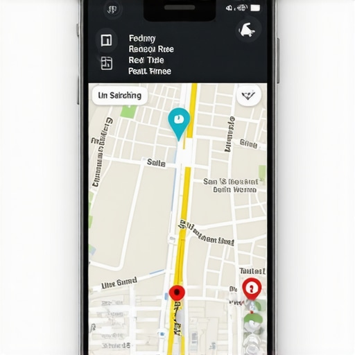 Smartphone screen with live GPS map tracking a ride in progress