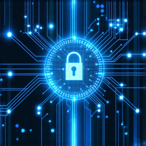 Secure Digital Transportation System Illustration of encrypted data and blockchain technology safeguarding transportation reservations.