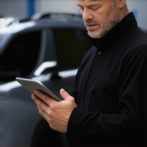 Trusted Driver Verifying Reservation Trusted driver reviewing secure reservation details on a tablet before ride