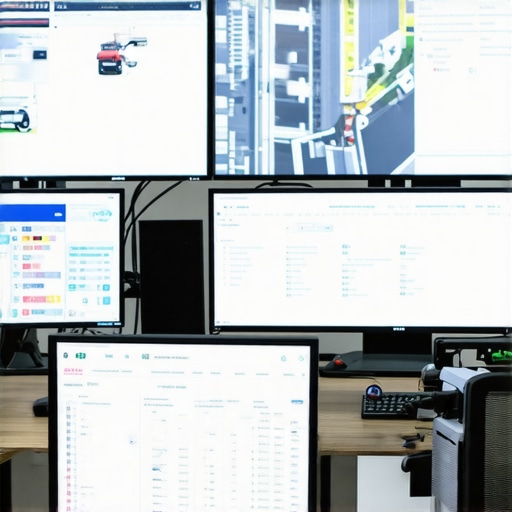 Control room with monitors displaying live transportation data and maps.