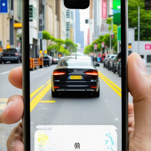 Smartphone screen displaying live ride tracking with approaching driver in city