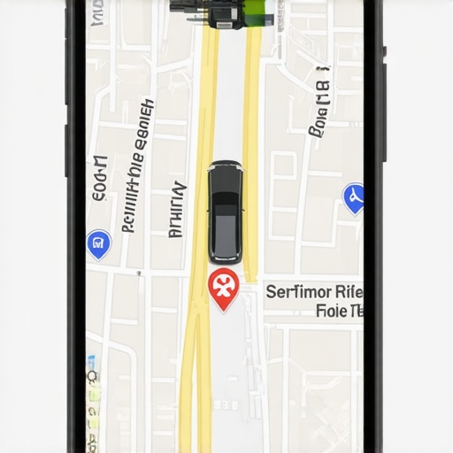 Smartphone displaying live driver location and route in a ride app.