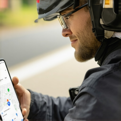 Person checking ride details on smartphone with GPS map