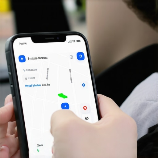Person checking real-time vehicle location on smartphone for ride assurance
