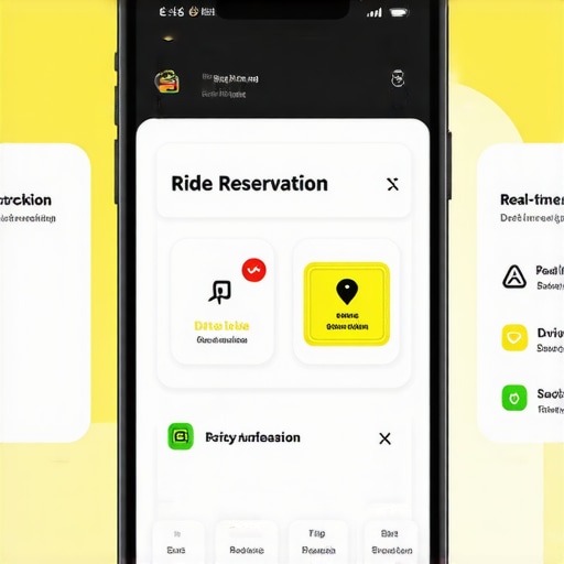 Real-Time Ride Monitoring Smartphone showing live ride details, including driver verification and GPS tracking.