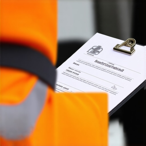 Close-up of safety certification documents and driver screening process