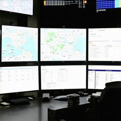 A control room with screens showing real-time ride tracking and safety status updates.