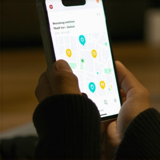 Person managing reservation details on smartphone with safety and tracking features