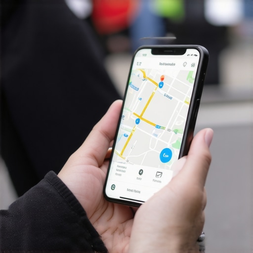 Person managing rides and reservations with smartphone apps in an urban setting.