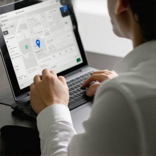 Person monitoring reservations and GPS tracking on a laptop for reliable scheduling.