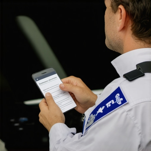 Driver showing ID badge to passenger during safety check