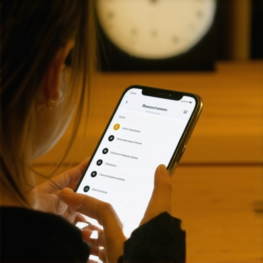 Person reviewing reservation details on their smartphone with a clock in the background