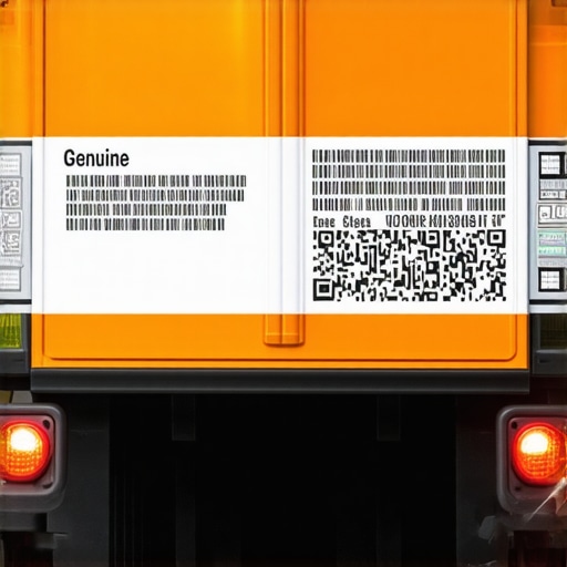 Close-up image showing holographic features and clear printing on a genuine commercial vehicle insurance decal.
