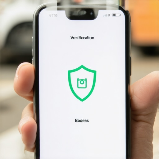 Driver Verification App in Action A smartphone screen showing a driver safety badge being scanned with a verification app.