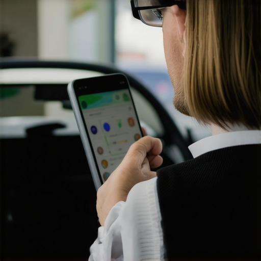 Driver verifying safety credentials and reservation details on smartphone
