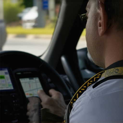 Driver using GPS navigation for accurate routing A driver monitoring traffic with a GPS device to ensure timely reservation fulfillment.