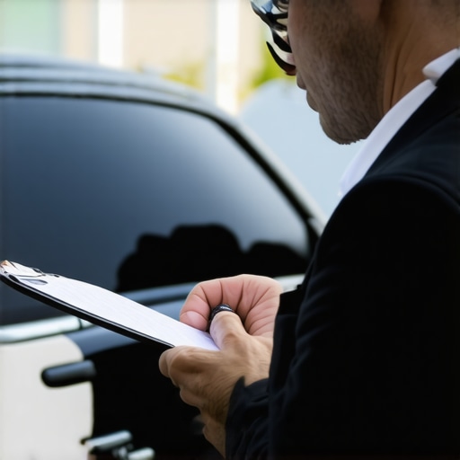 Driver verification process Chauffeur checking passenger credentials and vehicle details before pickup