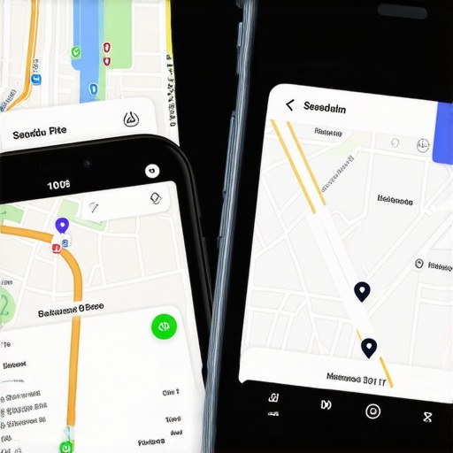 Optimizing Ride Reservations with Technology GPS device and smartphone displaying traffic maps and scheduling apps for ride management.