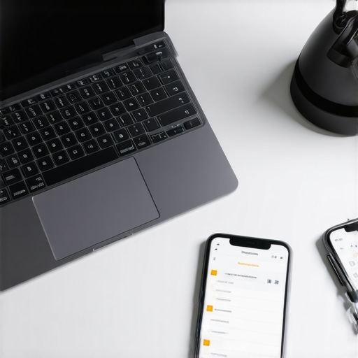 Workspace with digital devices for managing reservations and safety checks.