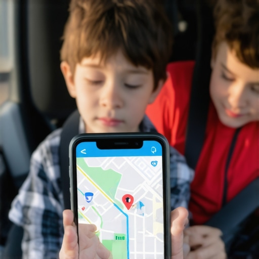 Family monitoring vehicle locations on a smartphone during a group transport