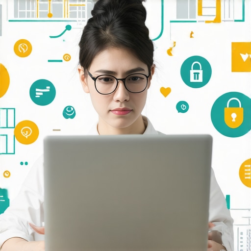 Secure Booking Setup with Technology Person managing reservations with security tools and traffic data on multiple screens.