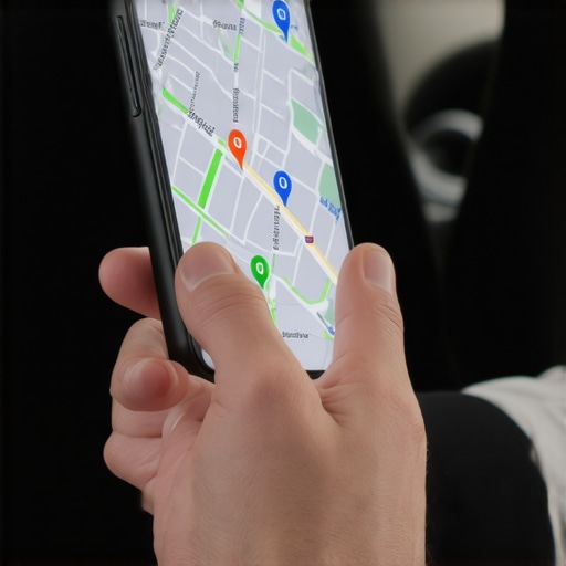 Person adjusting ride reservation on smartphone with GPS map view