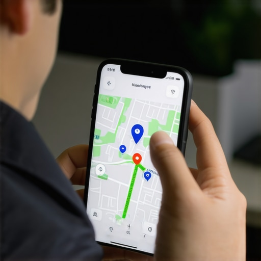 A hand holding a smartphone displaying GPS and safety verification icons for reservation management.