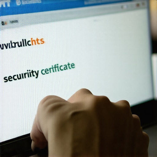 A person analyzing a website's URL and security certificate on a laptop for legitimacy