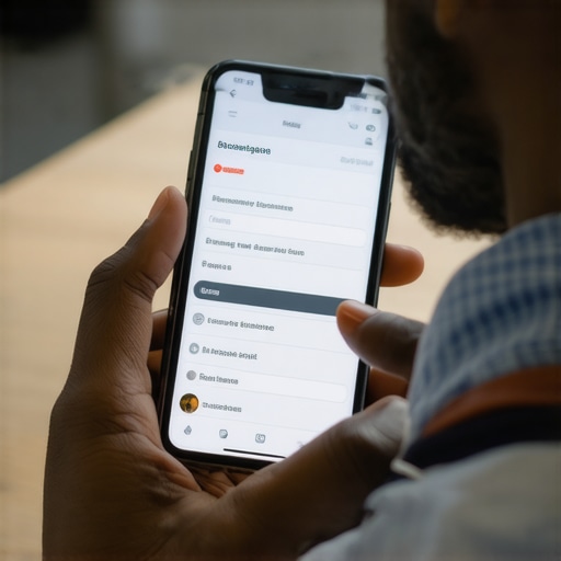 Person updating reservation info on smartphone in a busy environment.