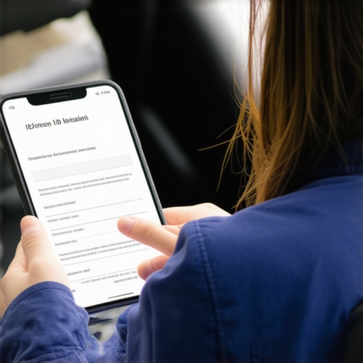 Person checking driver ID and vehicle info for safety