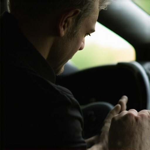Driver inspecting vehicle safety features A driver checking car lights and tires during a discreet safety check.