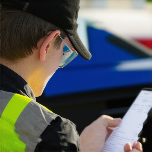 Driver using a smartphone to check vehicle and license details before the trip