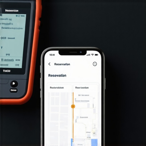 GPS device and smartphone showing real-time reservation tracking in a professional environment