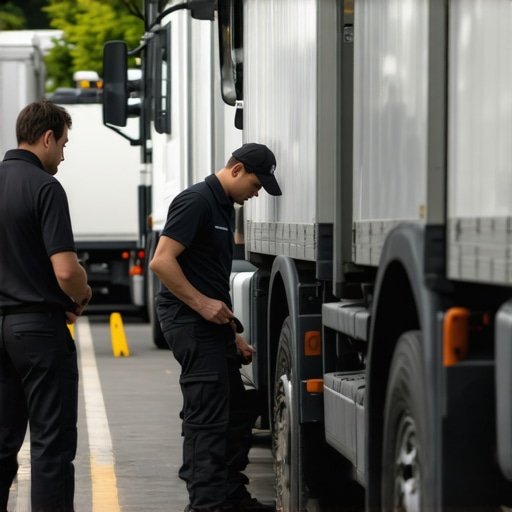 Technician inspecting a fleet vehicle during maintenance