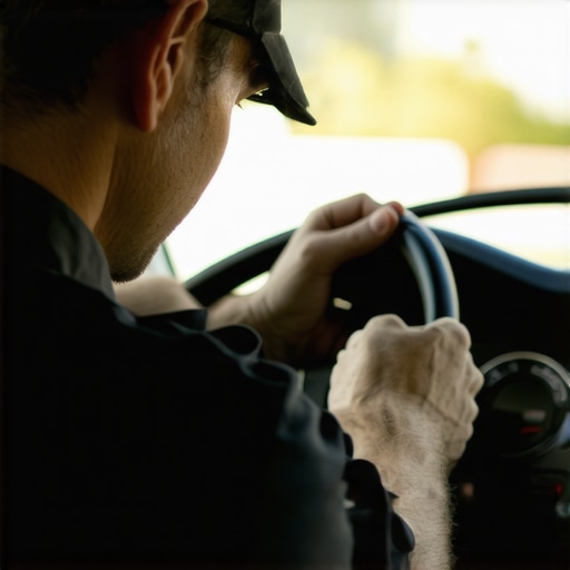 Pre-Departure Vehicle Check Driver inspecting vehicle for safety before starting the trip.