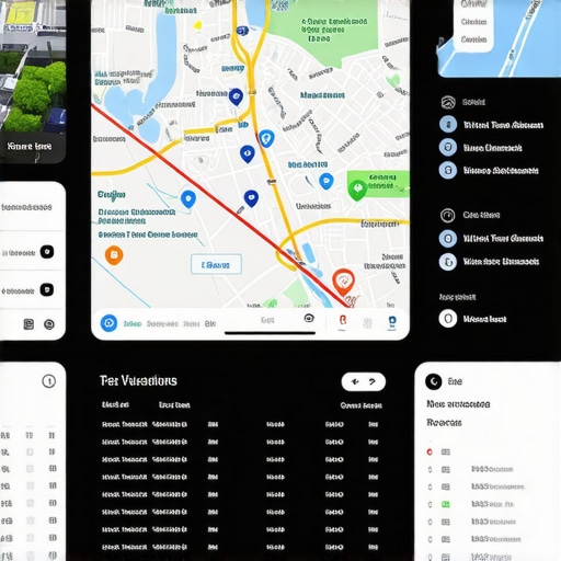 A digital dashboard with live traffic maps, route planning, and safety verification indicators.