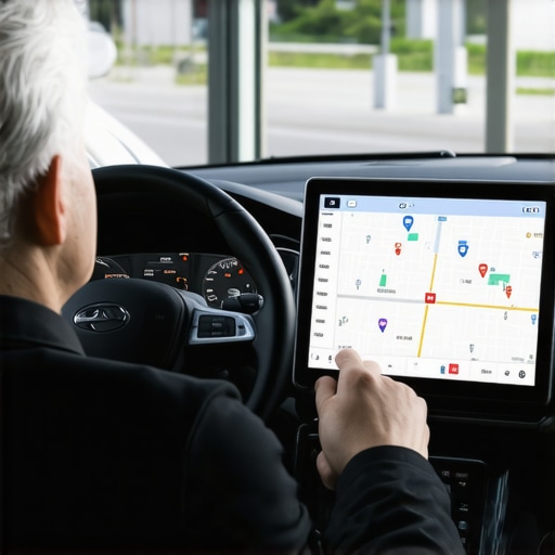 Smart Safety Verification for Hourly Reservation Driver reviewing live traffic and safety info on dashboard