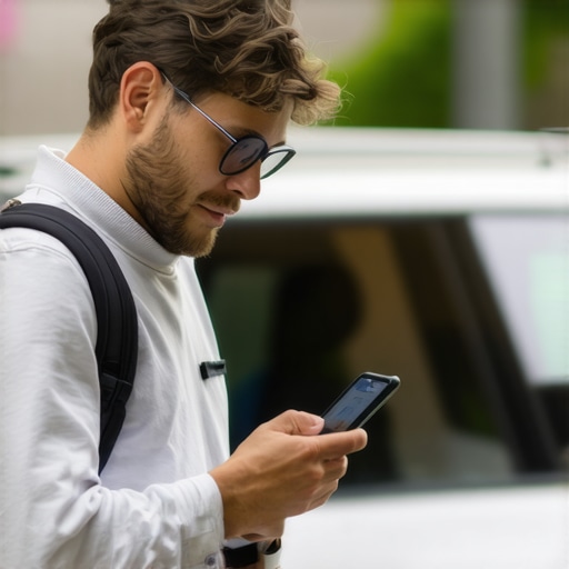 Traveler verifying vehicle and driver details before entering the ride.