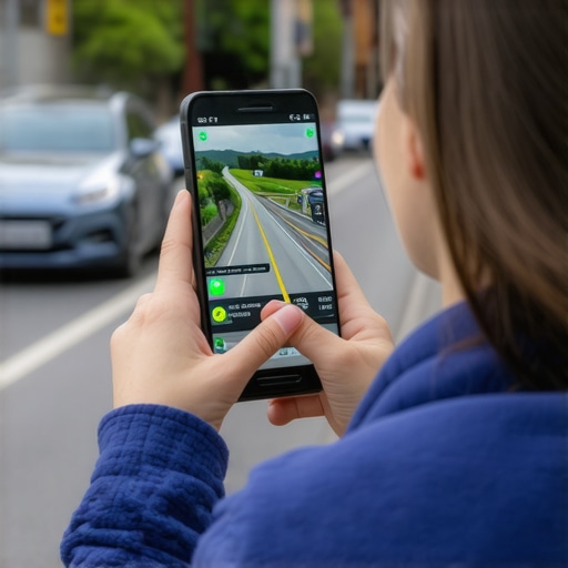 Person reviewing traffic updates on a mobile device to optimize pickup timing.