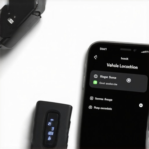 Close-up view of GPS device and smartphone displaying real-time vehicle tracking data