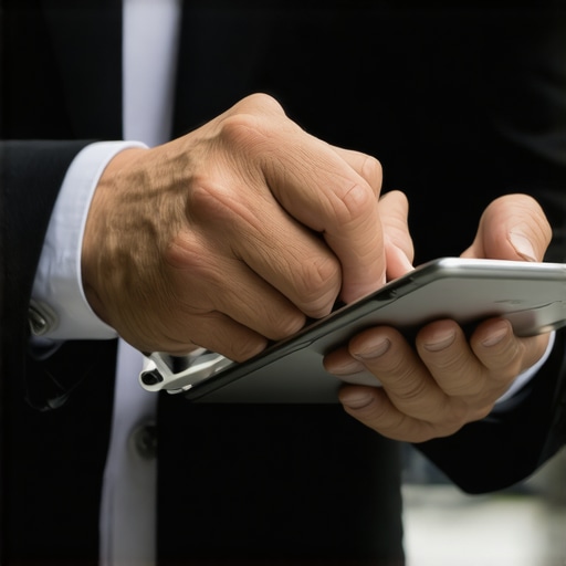Driver Reviewing Reservation Details for Safety Chauffeur examining a digital reservation to ensure safety and compliance
