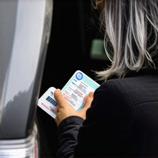 Driver Verification in Action Traveler verifying driver's ID and license plate before getting into vehicle