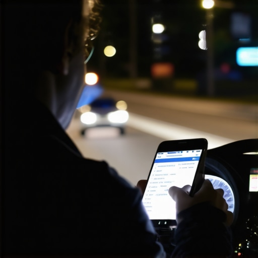 Driver verifying passenger details A driver confirming passenger identity with license and vehicle details during evening