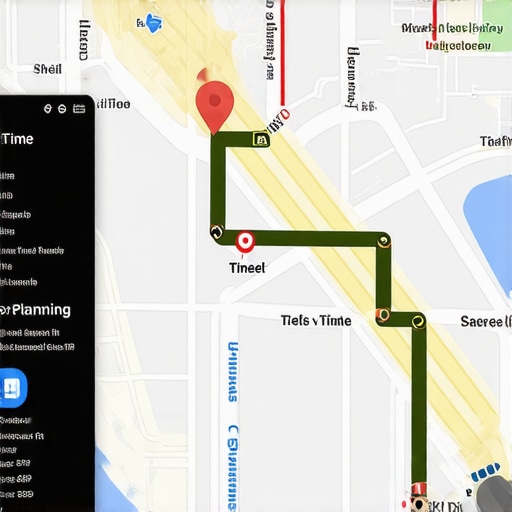 Efficient Route Planning with Traffic Data A detailed city map showing route and traffic conditions to optimize travel time.
