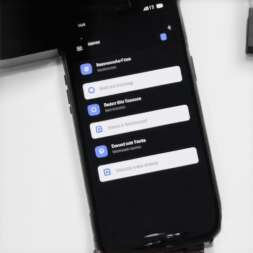 Smartphone with maintenance tools and app verification screens laid out on a workspace